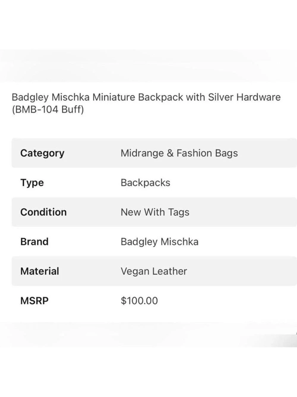 Badgley Mischka  Taupe Mini Studded Backpack